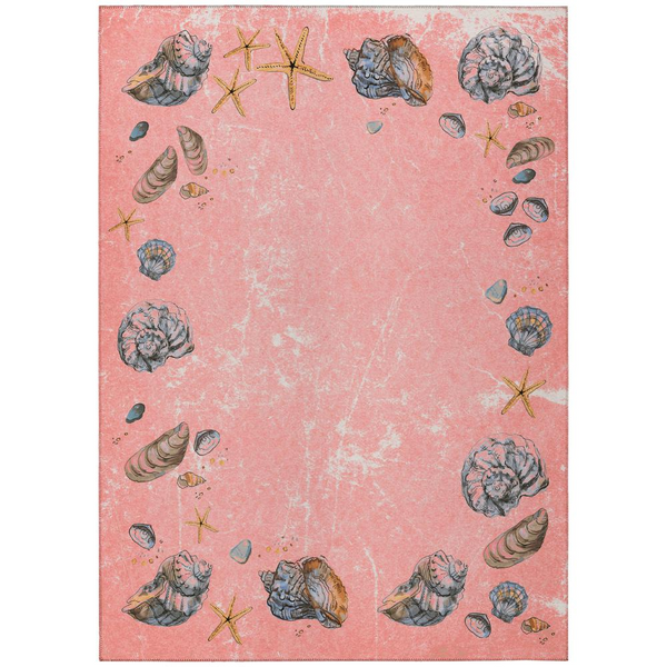 Indoor/Outdoor Seabreeze SZ9 Salmon Washable 3' x 5' Rug