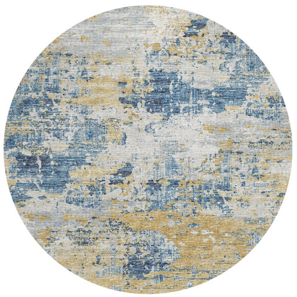 Indoor/Outdoor Accord AAC34 Blue Washable 8' x 8' Round Rug