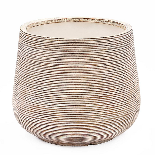 Distressed Tan MgO Tapered Round Planter - Contemporary Style for Indoor and Outdoor Plants