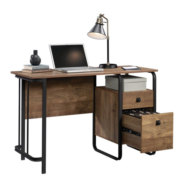 Station House Desk Etched Oak - Stylish and Spacious Home Office Desk