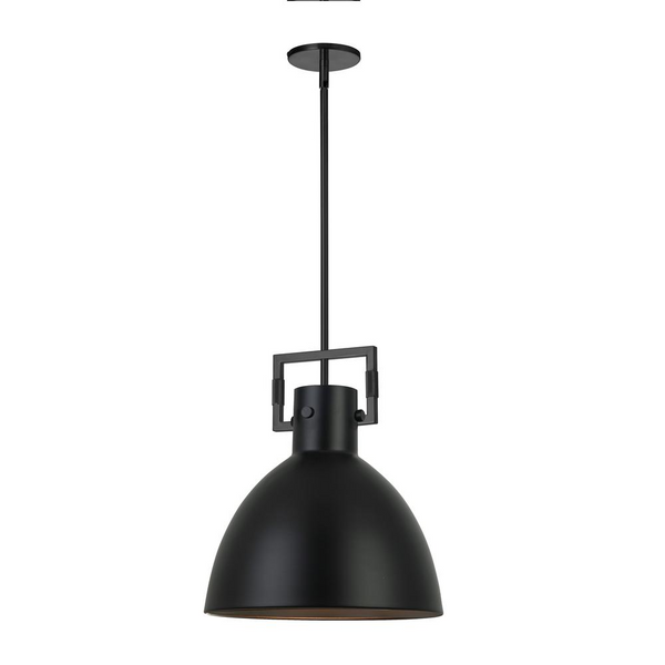 Dainolite 1LT Incandescent Pendant | Painted Matte Black Metal Shade