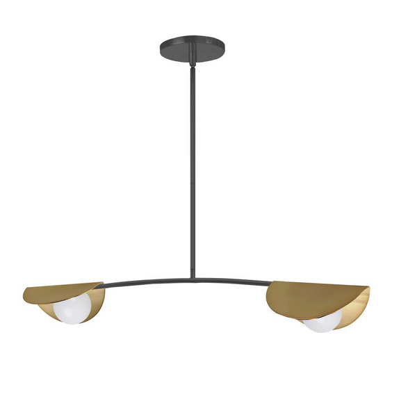 Contemporary Emma Pendant, Painted Matte Black Metal, 2 Bulb G9 Socket, Damp Location