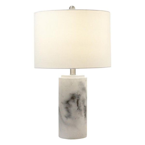 Sophisticated Marble Table Lamp with Fabric Shade - Illuminate Your Space in Style