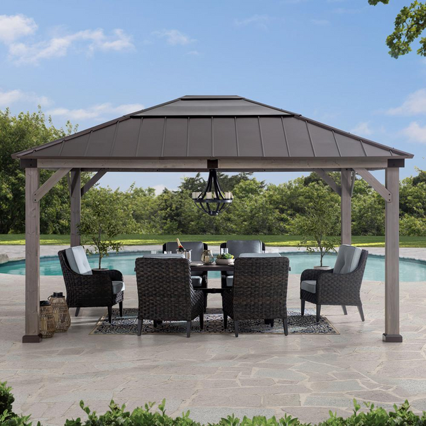 Sunjoy 13 ft. x 15 ft. Cedar Framed Gazebo - Premium Outdoor Living Space