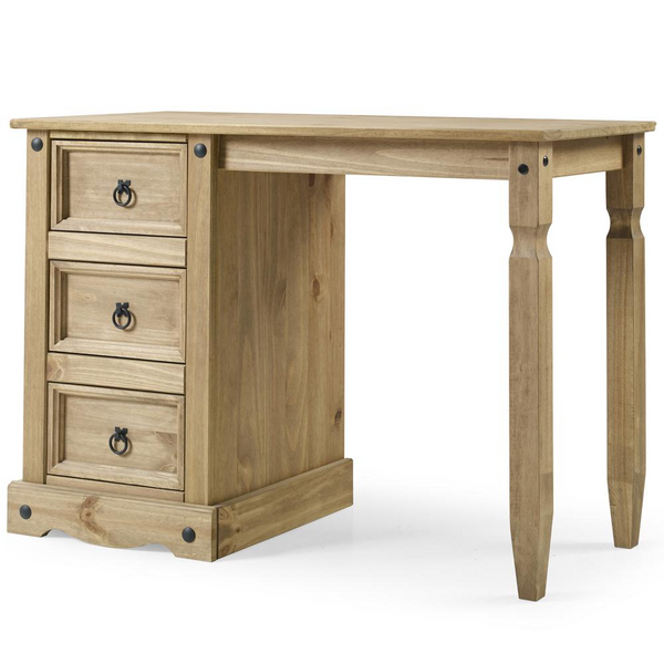 Model COR518 Cottage Series Wood Vanity/Desk in Corona Brown - Solid Pine Construction, Antique Finish