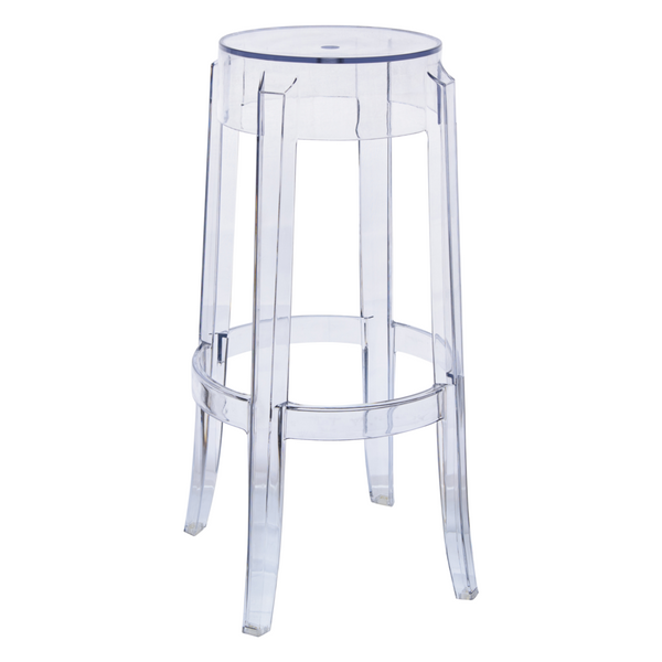 Averill Plastic Barstool with Clear Acrylic Seat and Legs - Modern Design, Comfortable Seating