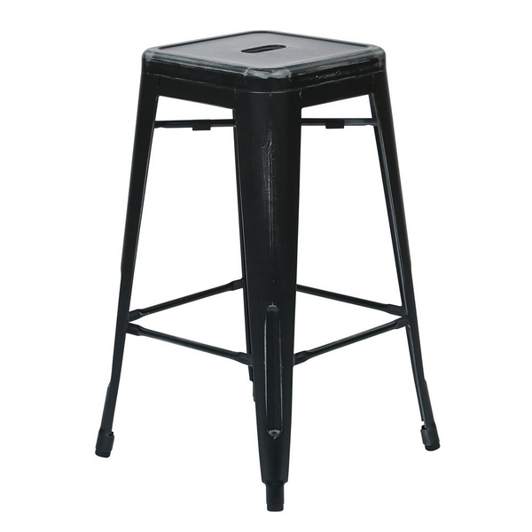 Bristow 26" Antique Metal Barstools - Set of 4, Backless, Antique Black Finish