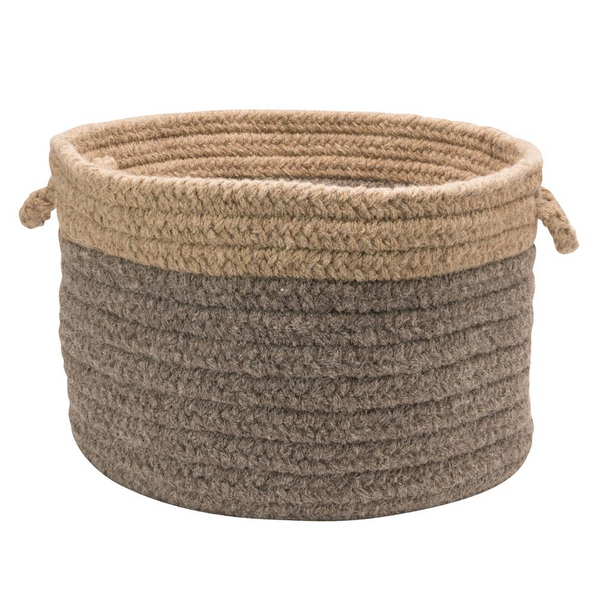 Chunky Nat Wool Dipped Basket - Dark Gray/Beige 24"x14"