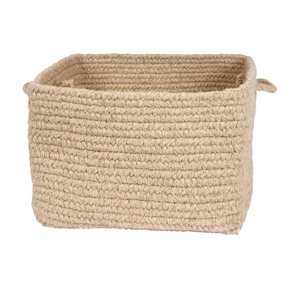 Chunky Natural Wool Square Basket - Light Beige 18"x12"