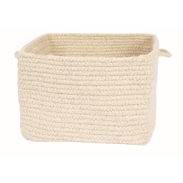 Chunky Natural Wool Square Basket - Natural 12"x8"