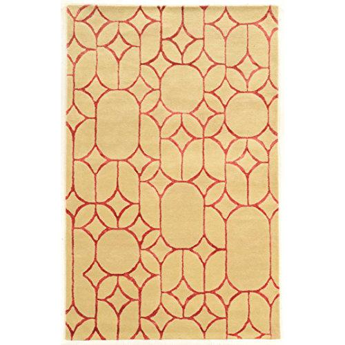 Aspire Wool Window Ivory & Coral 5x8, Rug - Plush, Handtufted, Transitional Design