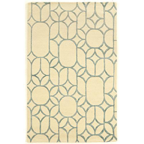 Aspire Wool Window Ivory & Turquoise 8x11 Rug | Handtufted New Wool | Transitional Design