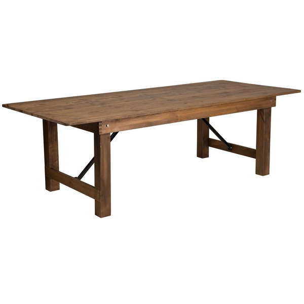 8' x 40" Rectangular Antique Rustic Solid Pine Folding Farm Table