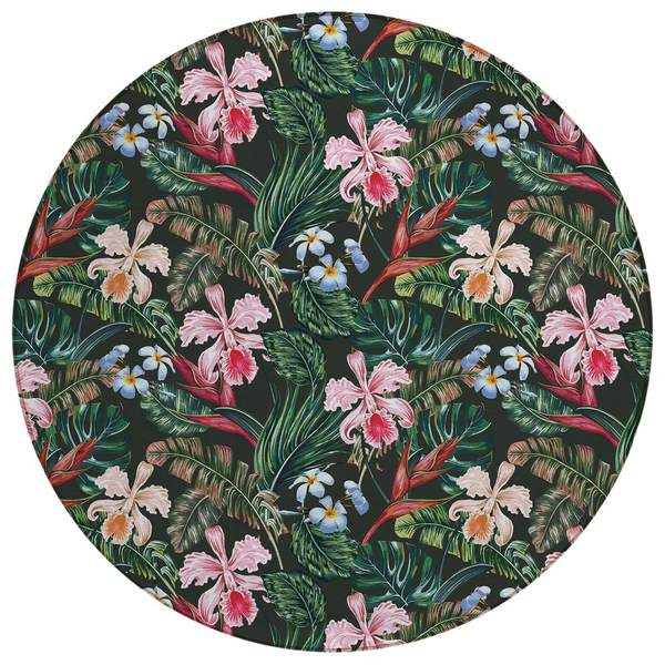 Indoor/Outdoor Tropics TC6 Black Washable 8' x 8' Round Rug