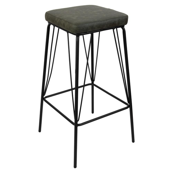 Millard Leather Bar Stool With Metal Frame - Modernize Your Space