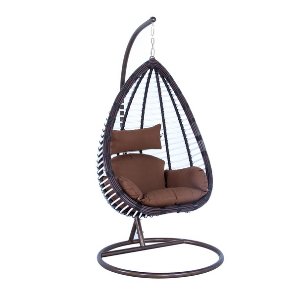 LeisureMod Wicker Hanging Egg Swing Chair - Indoor/Outdoor Use