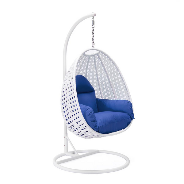 White Wicker Hanging Egg Swing Chair for Outdoor Comfort