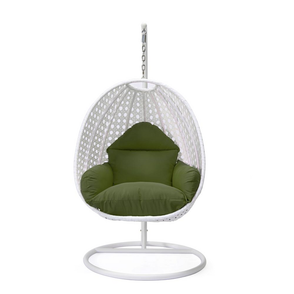 White Wicker Hanging Egg Swing Chair - Outdoor Comfort and Relaxation