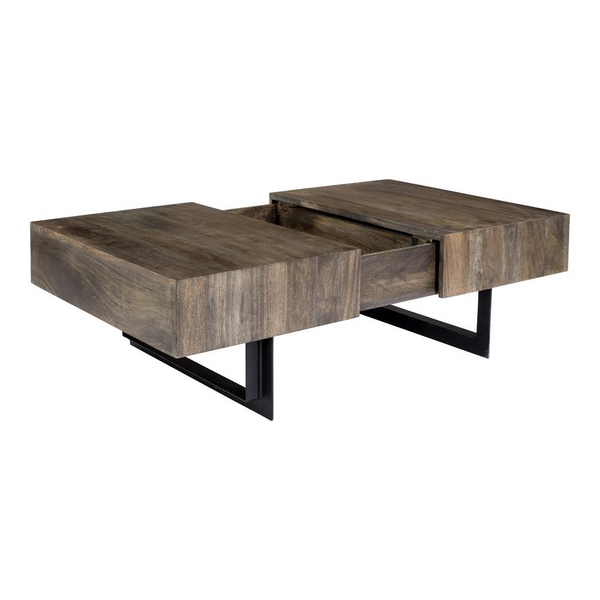 Tiburon Storage Coffee Table - Solid Wood Construction, Industrial Design