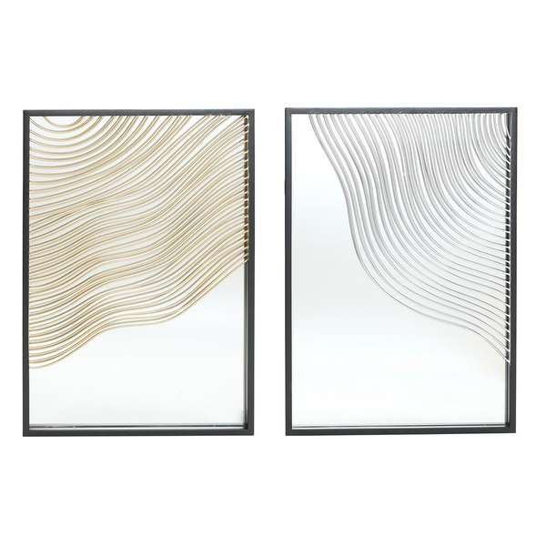 Set of 2 Modern Iron Waves Rectangular Accent Wall Mirrors - Stunning Home Decor