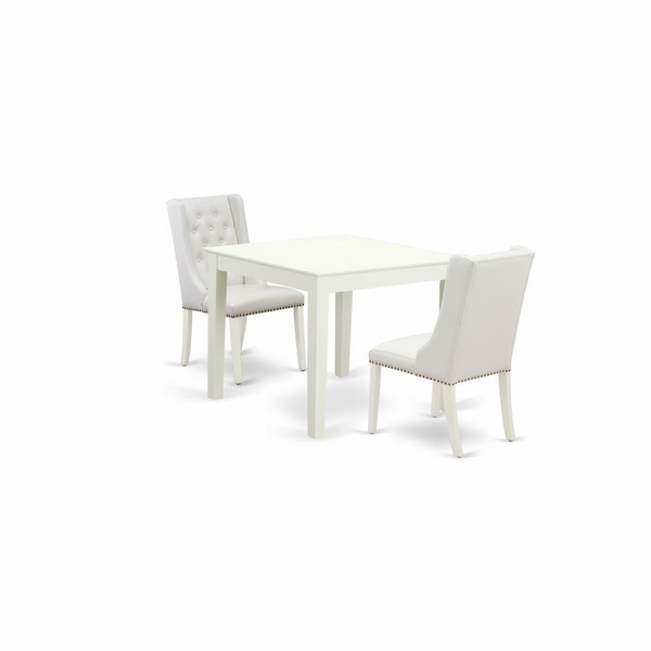 Elegant East West Furniture 3-Pc Kitchen Dining Room Set - Modern Table & Light Grey Linen Chairs