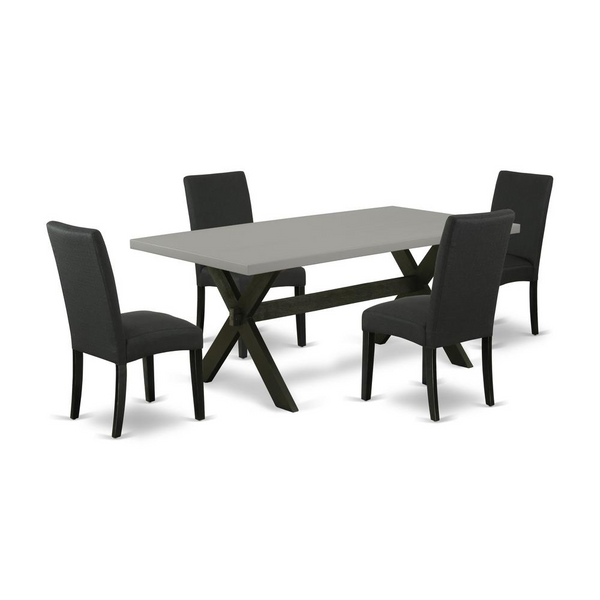 East West Furniture 5-Piece Dinette Set - 4 Parson Dining Chairs and Dining Table Solid Wood Structure