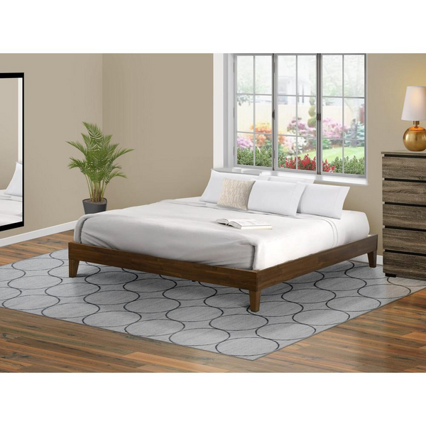 East West Furniture King Size Platform Bed Frame with Walnut Finish - Sturdy Hardwood Legs & Extra Center Support