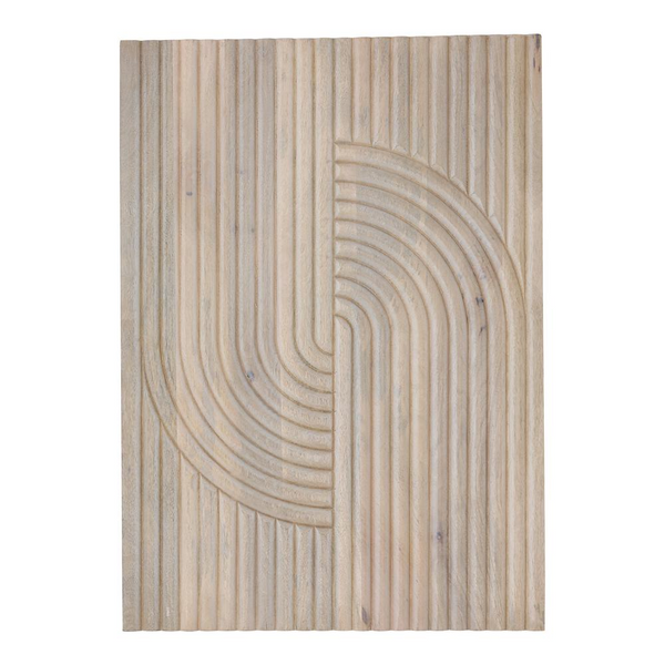 Knott Carved Wood Wall Art White Wash - Playful Design, Solid Mango Wood