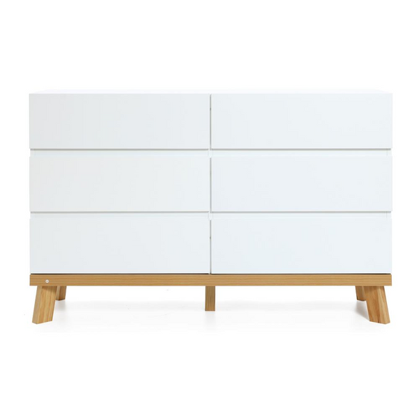 Modern White Wood 6-Drawer Dresser - Stylish and Spacious Storage Solution