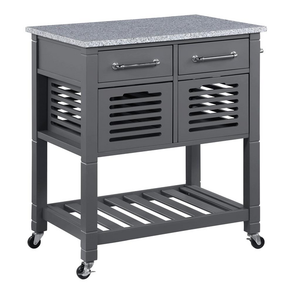 Stafford Kitchen Cart - Farmhouse Style with Granite Top