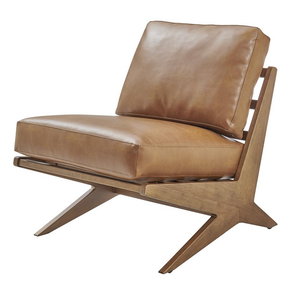 Chandler PU Accent Chair - Timeless Mid-Century Design | Brown Faux Leather