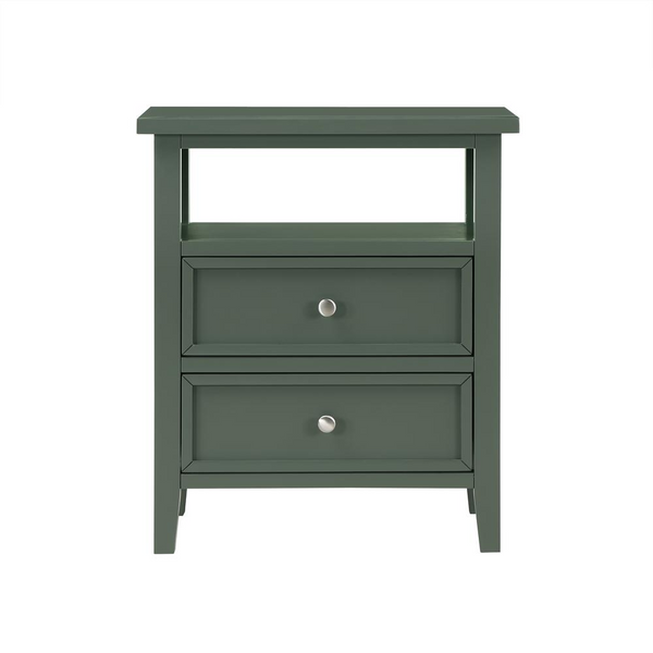 Walker Vintage Green 2 Drawer Nightstand - Elegant & Durable Bedroom Furniture