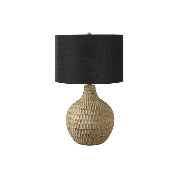 Contemporary Table Lamp - Lighting, 25"H, Black Shade, Brown Resin