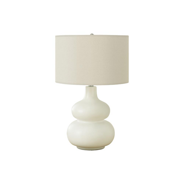 Contemporary Table Lamp - Cream Ceramic Base with Ivory Shade