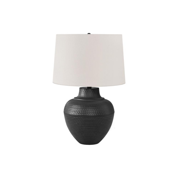 Transitional Table Lamp, 26"H, Black Metal Base, Ivory/Cream Shade