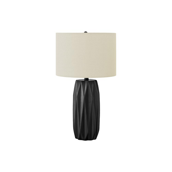 Contemporary Black Ceramic Table Lamp with Ivory / Cream Shade