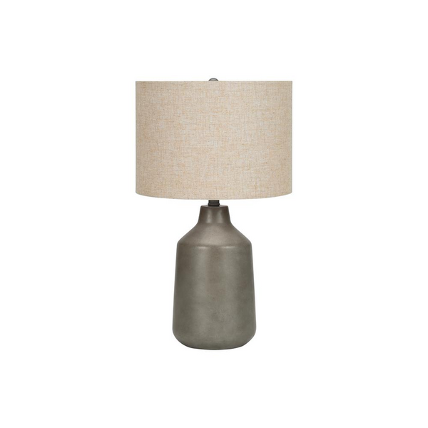 Contemporary Grey Concrete Table Lamp with Beige Shade