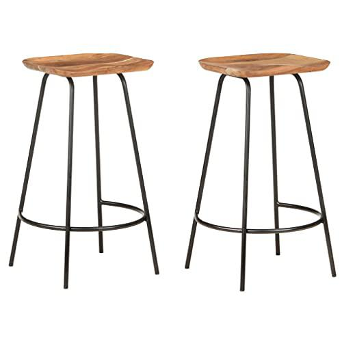 Bar Stools 2 pcs Solid Acacia Wood - Rustic and Durable