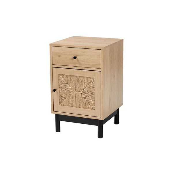 Cherelle Mid-Century Modern Light Brown and Black 1-Drawer End Table - Stylish and Functional Furniture for Your Home