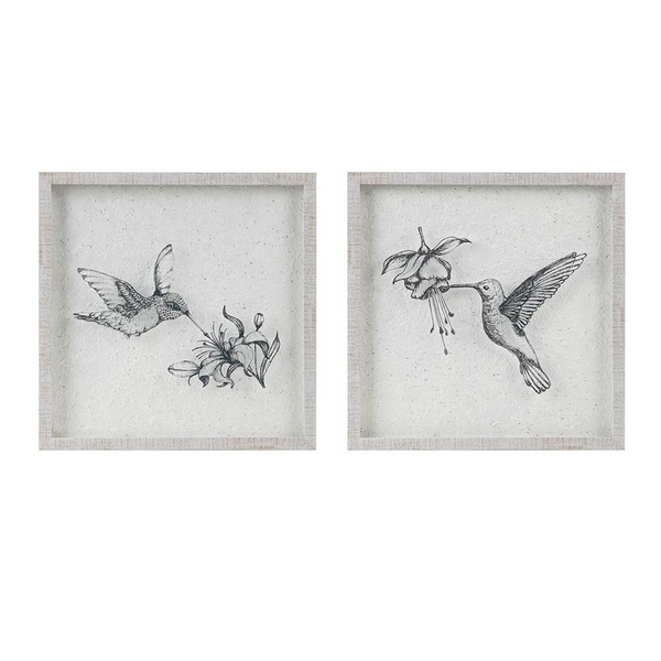 2-Piece Framed Graphics Wall Art Set - Charming Hummingbird Design