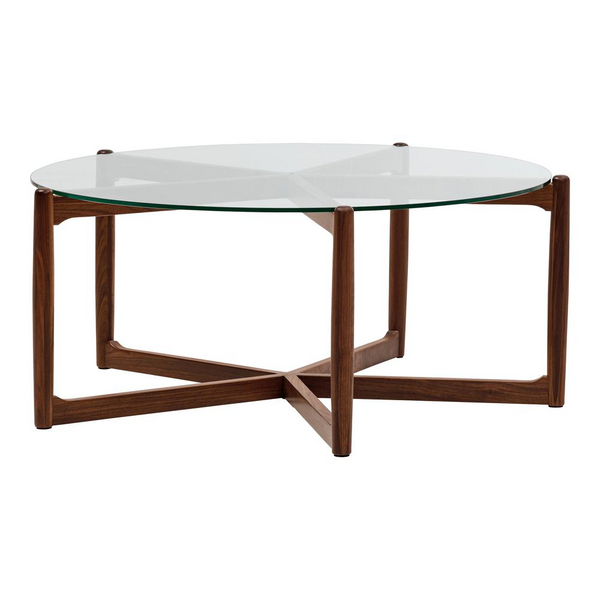 Hetta Coffee Table Walnut - Modern Design | Solid Walnut Base | Tempered Glass Tabletop