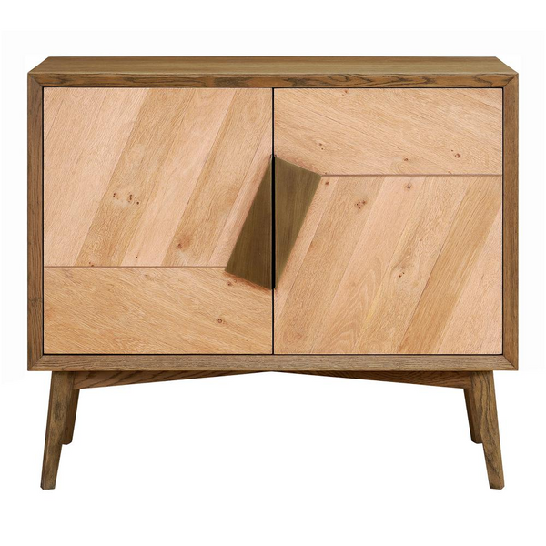 Charlton Small Cabinet - Solid Oak, Iron Accents, Geometric Design