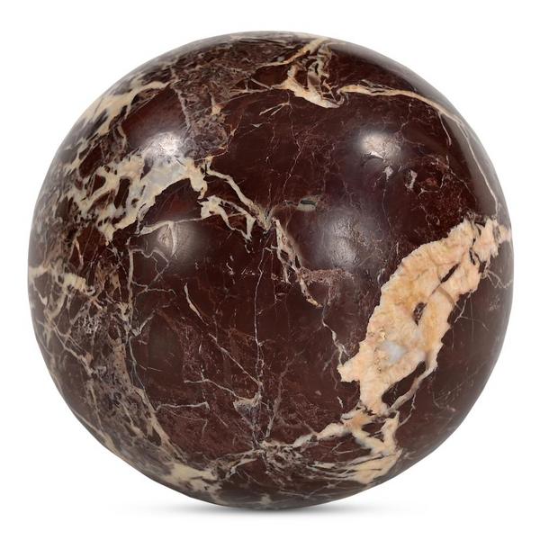 Odessa Sphere Tabletop Accent in Red Levanto Marble – Elegant Home Decor Piece