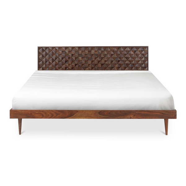 Pablo Queen Bed Brown - Elegant Sheesham Wood with Handcrafted Detail