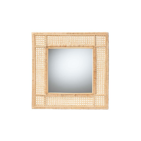 Bali & Pari Josepha Modern Bohemian Natural Brown Rattan Accent Wall Mirror