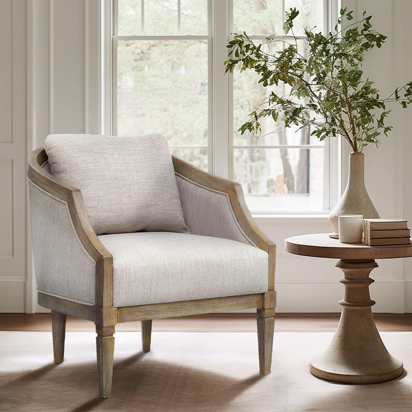 Whitney Accent Chair - Elegant Jacquard Natural Hemp Upholstery | Martha Stewart's Bedford Collection