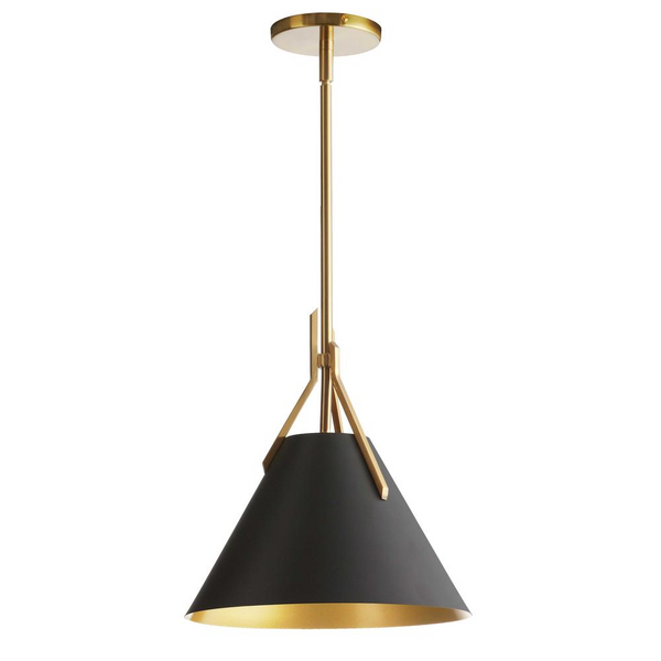 1LT Incandescent Pendant, AGB, BK Metal Shade - Contemporary Design | Dainolite