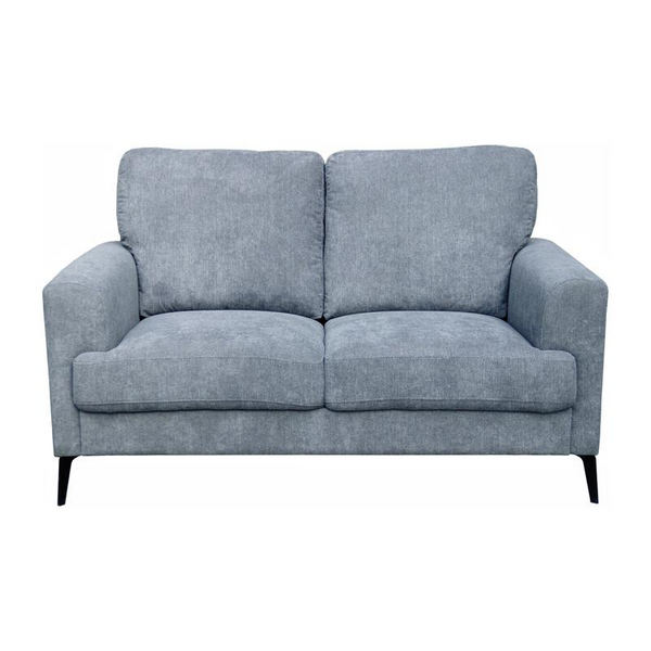 Gray Fabric Loveseat with Black Metal Legs - Modern Elegance for Your Living Space