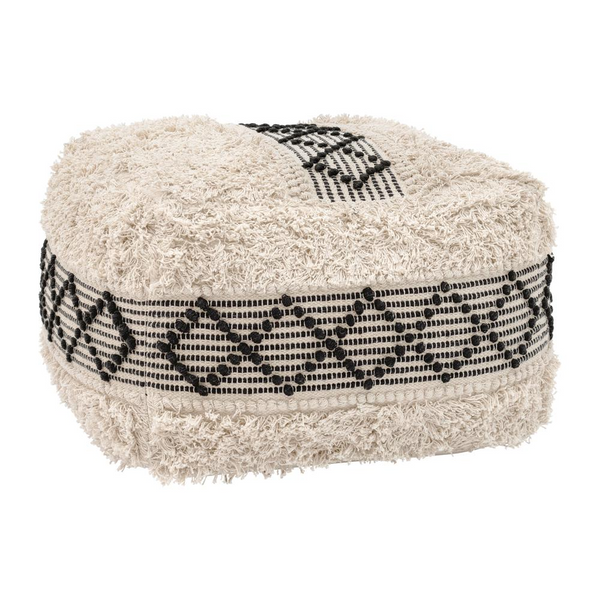 Pisco Ottoman Beige & Black - Stylish & Comfortable Boho Chic Ottoman