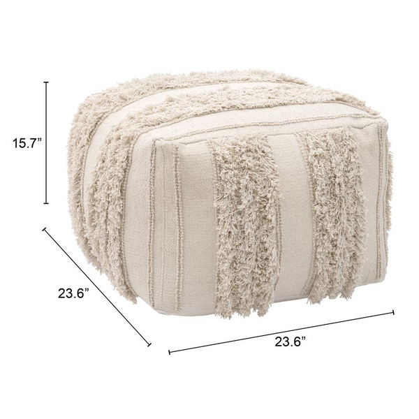 Peru Ottoman Beige - Boho Chic Cotton Ottoman for Modern Living Spaces